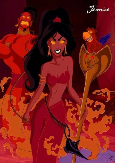 Evil is sexy! ~princess jasmine~ Evil Disney Princesses, Funny Disney Cartoons, Fan Art Disney, Creepy Disney, Twisted Princesses, Dark Disney Princess, Evvi Art, Twisted Disney Princesses, Evil Princess