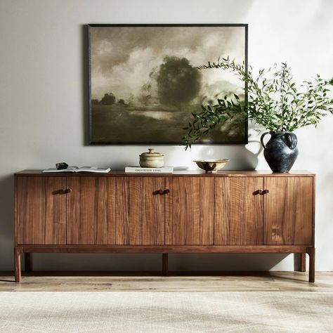 Shop Arturo Sideboard | Burke Decor Campaign Style Furniture, Sideboard Styles, Sideboard Modern, Campaign Furniture, Walnut Sideboard, Natural Walnut, Walnut Veneer, Pottery Barn Teen, Sideboard Cabinet