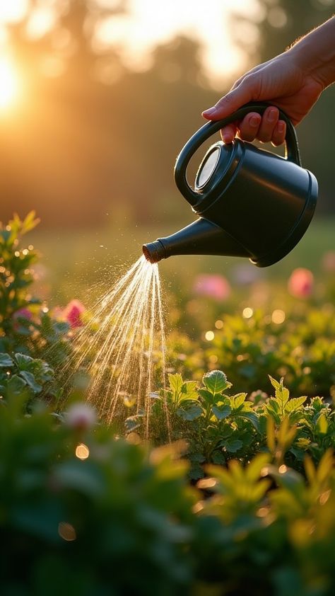 Watering your plants early in the morning isn't just a good habit—it's a game changer! The cooler temperatures help reduce evaporation, giving your plants the hydration they need to thrive. What's your favorite time to water? Share your tips in the comments! Childhood Painting, Watering The Garden, Watering Plants, Painting References, Garden Water, Water Features In The Garden, Early In The Morning, Water Flowers, Water Plants