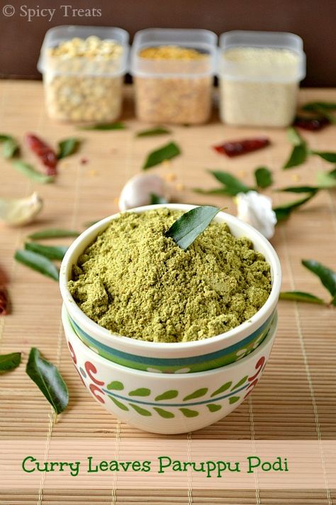 Spicy Treats: Curry Leaves Paruppu Podi With Sesame Seed & Garlic / Karuveppilai Paruppu Podi / Karuveppilai Podi Sadham Spicy Treats, Simple Baking Recipes, East Indian Food, Trinidadian Recipes, Podi Recipe, Curry Leaf, Yellow Lentils, North Indian Recipes, Dried Potatoes