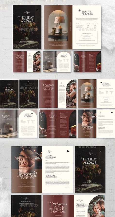 Christmas Brochure Template - Brochures Print Templates Christmas Catalogue Design Layout, Exhibition Brochure Design, Luxury Brochure Design Layout, Product Brochure Design Layout, Luxury Hotel Brochure, Hotel Brochure Design, Luxury Brochure Design, Hotel Graphic Design, Real Estate Brochure Design