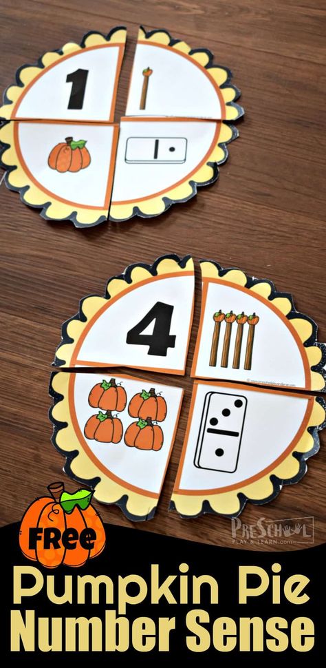 Harvest Small Group Activities Preschool, Pumpkin Pie Math Preschool, Thankful Preschool Activities, Preschool Manipulatives, Math Activity For Preschool, Preschool Pumpkins, Thanksgiving Activities For Kindergarten, Fall Math Activities, Pumpkin Math