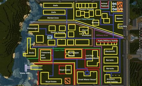 Minecraft Castle Blueprints Layout Floor Plans, Minecraft Town Layout, Minecraft Kingdom Layout, Minecraft Medieval Village, Town Layout, Minecraft Building Blueprints, Minecraft Town, Minecraft Kingdom, Minecraft Building Guide