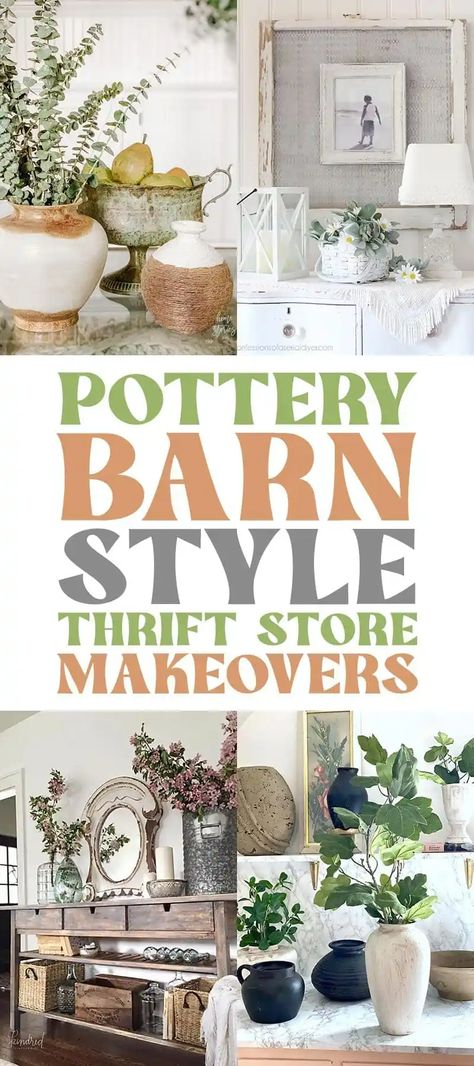 Diy Pottery Barn Decor, Vintage Spring Decor, Thrift Decor, Pottery Barn Hacks, Pottery Barn Diy, Farmhouse Thrift Store Makeovers, Pottery Barn Look, Pottery Barn Decor, Pottery Barn Living Room