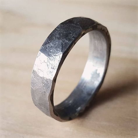 Hand Forged Jewelry, Male Ring, Unique Mens Rings, Iron Jewelry, Hammered Iron, Mens Silver Jewelry, Iron Ring, Viking Ring, Hand Forged Iron