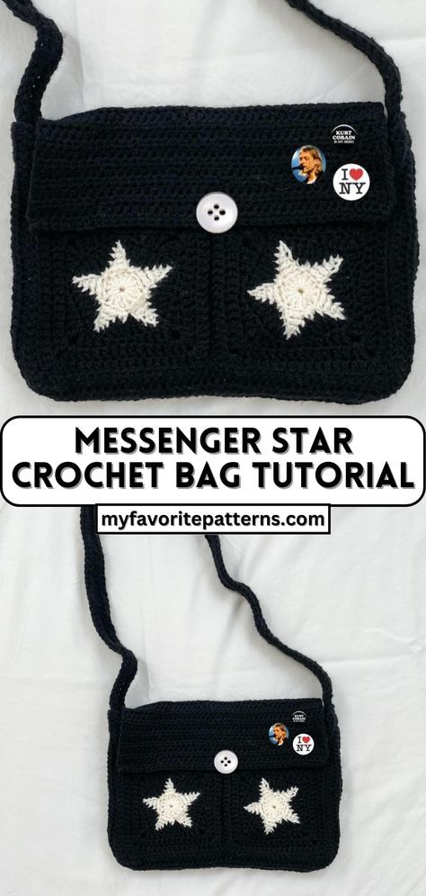 Learn how to make a stylish and functional Messenger Star Crochet Bag with this step-by-step tutorial. Discover frequently asked questions, alternative closure options, and customization tips. Get inspired and start crocheting today! Simple Crochet Bag, Crochet Messenger Bag, Hairstyles Crochet, Messenger Bag Patterns, Tote Crochet, Messanger Bag, Hats Crochet, Gifts Crochet, Dolls Crochet