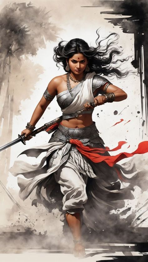 Indian Warrior Illustration, Indian Warrior Woman, Indian Warrior Princess, Fantasy Indian, Animated Reference, Boy And Girl Wallpaper, Womens Issues, Sonam Bajwa, Indian Warrior