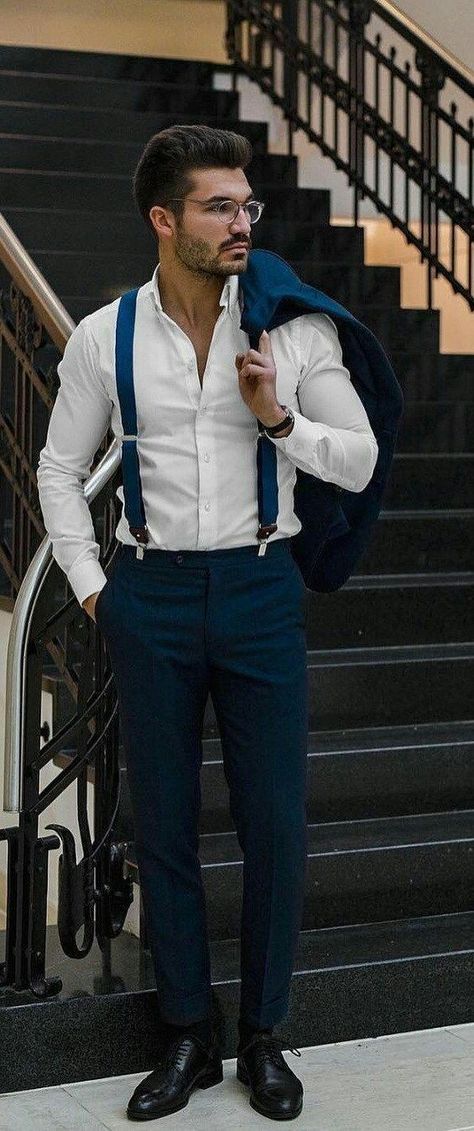 Suit With Suspenders, Fleece Pullover Outfit, Suspenders Men Fashion, Comfortable Mens Dress Shoes, Suspenders Fashion, Suspenders Outfit, Classy Suits, Suspenders Men, Mens Fashion Rugged