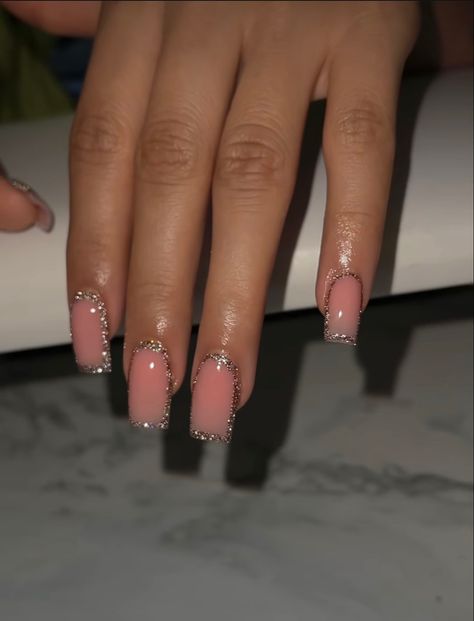 Nails
Glitter nails 
Soft pink
Nude nails
Acrylic nails
Square shaped nails Medium Length Nails Acrylic Square Design, Nude Nail Designs Square, Outline Nails Design, Medium Length Acrylic Nails, Nail Designs Square, Sqaure Nails, Nude Nails With Glitter, Rounded Acrylic Nails, Glitter French Nails