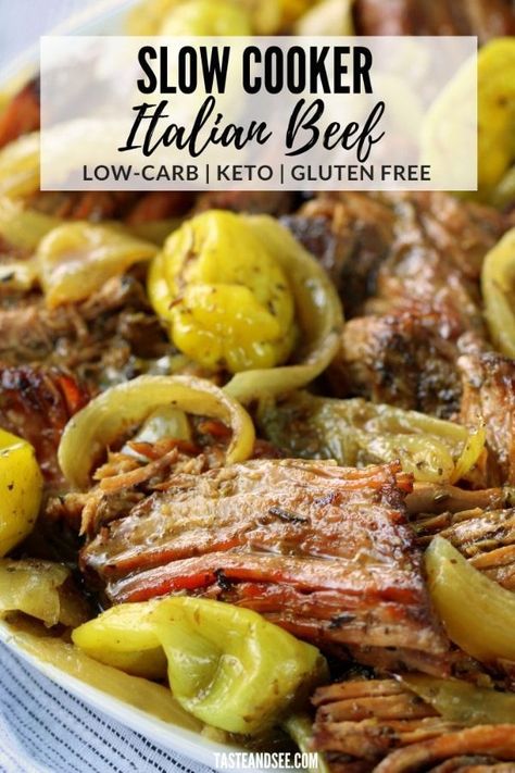 Slow Cooker Italian, Slow Cooker Italian Beef, Low Carb Slow Cooker, Low Carb Low Fat Recipes, Breakfast Low Carb, Italian Beef, Best Low Carb Recipes, Low Carb Diets, Taste And See