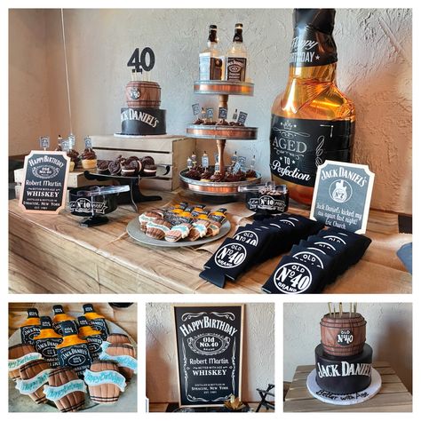 Jack Daniels Erik Church themed 40th birthday party. Whiskey theme. Mens party. Better with age. Man 45 Birthday Party, 40birthday Party Ideas For Men, Man 40 Birthday Party Ideas, Vintage Man Birthday Party, 33 Birthday Party Ideas Man, 60 Birthday Party Theme For Men, Whiskey Party Decorations Diy, Birthday Party Men Decoration, Man Birthday Theme Ideas