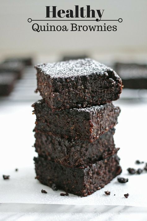 These healthy brownies are gluten-free, dairy-free, and are made from a quinoa base. They're soft and fudgy and descendant, and 100% healthy! Quinoa Brownies, Quinoa Desserts, Healthy Quinoa, Healthy Brownies, Quinoa Healthy, Quinoa Recipes, Healthy Sweets, Refined Sugar Free, Chocolate Brownies