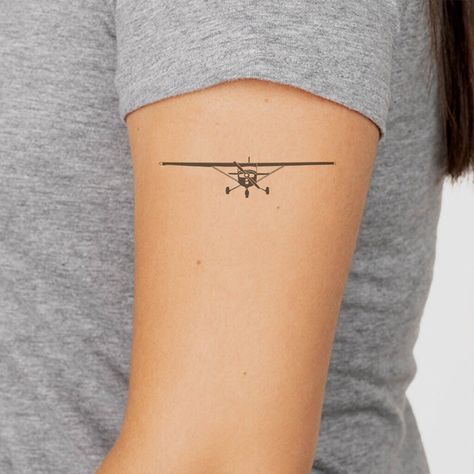 Crop Duster Airplane Tattoo, Prop Plane Tattoo, Airplane Spine Tattoo, Cesna Planes Tattoo, Cessna 172 Tattoo, Dainty Airplane Tattoo, Pilot Tattoo Aviation, Plane Window Tattoo, Cessna Tattoo