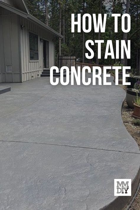 Painted Concrete Outdoor, Stained Concrete Porch, Stained Concrete Driveway, Diy Stained Concrete Floors, Outdoor Concrete Floors, Outdoor Concrete Stain, How To Stain Concrete, Concrete Refinishing, Diy Concrete Stain