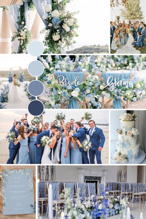 Discover how to turn your dreamy dusty blue and light blue wedding color palette into a reality without breaking the bank. Explore our curated selection of elegant yet affordable essentials that will make your special day shine as bright as your love! Blue On Blue Wedding, Dusty Blue And Royal Blue Wedding, Wedding Decorations White And Blue, Sky Blue And Champagne Wedding, Sage Green And Powder Blue Wedding, Jewel Tone Blue Wedding, Blue Shades Wedding Theme, Blue Scheme Wedding, Pastels Wedding Colors