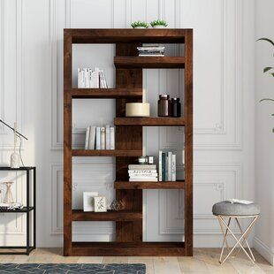 Solid Wood Bookshelf, Open Bookshelf, Geometric Bookcase, Bookshelf Ideas, Wood Shelving, Knotty Alder, Wood Bookshelves, Etagere Bookcase, Alder Wood