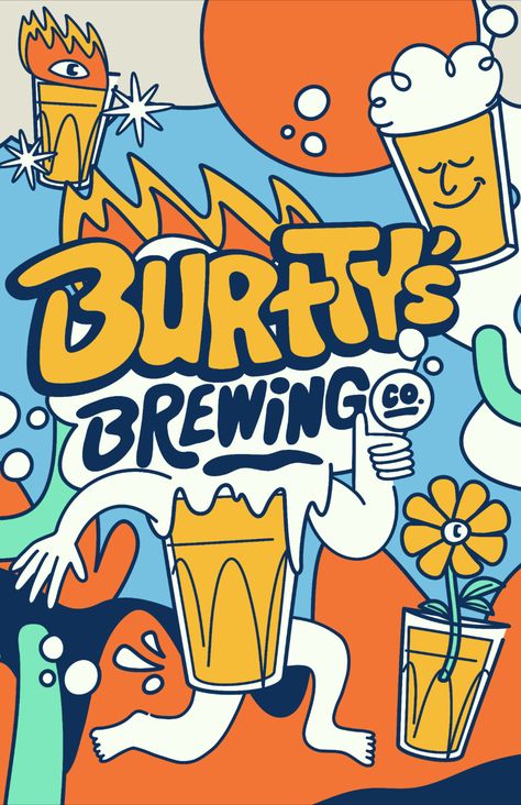 I drew some Beer Buddies for a Keg Fridge Beer Graffiti, Beer Illustration Design, Beer Poster Ideas, Craft Beer Illustration, Beer Illustration Art, Beer Desing, Beer Doodle, Beer Flyer, Beer Poster Design