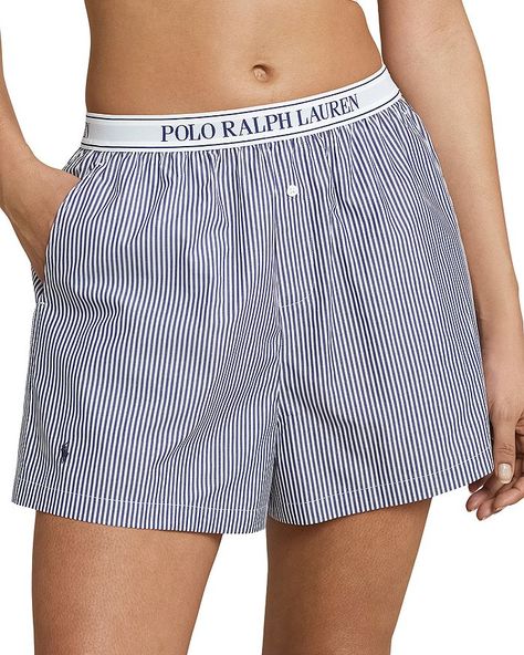 Polo Ralph Lauren Striped Boxer Shorts Women - Bloomingdale's Pyjama Boxer Shorts, Ralph Lauren Shorts Women, Boxer Shorts Women, Boxers For Women, Ralph Lauren Boxers, Designer Boxers, Woman Boxer, Boxers Women, Womens Boxer