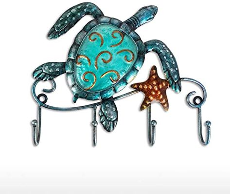 Tooarts Wall Mounted Key Holder Turtle Wall Hooks Iron Key Hook Rustic Wall Decorative Hook Living Room Bathroom Ornament Wrought Iron Paint, Interesting Animal, Bathroom Ornaments, Wall Mounted Key Holder, Decorative Wall Hooks, Iron Wall Decor, Key Storage, Utility Hooks, Key Hanger