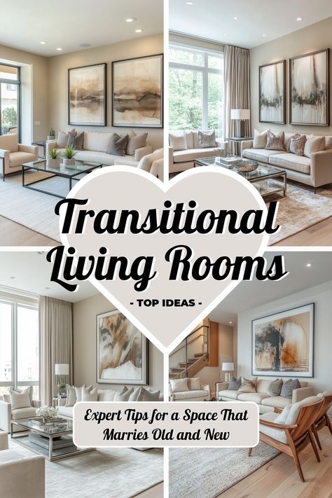 ♥ Are you looking for inspiration to create a cozy and stylish living room? Explore the beauty of this transitional living room with neutral and earthy tones. Get ideas for wall decor, layout, and accents in this modern and organic space. Ideal for those who love transitional decor and interior design style. 🛋️ #TransitionalLivingRoom #LivingRoomDecor #NeutralLivingRoom #ModernLivingRoom #InteriorDesignLivingRoom Taupe Sectional Living Room Decor, Living Room With 4 Chairs And Sofa, Transitional Home Decor Living Room, Transitional Family Room Design, Living Room Inspiration Transitional, Oatmeal Couch Living Rooms, Raymour And Flanigan Living Room, Transitional Living Room Mood Board, Warm Transitional Living Room