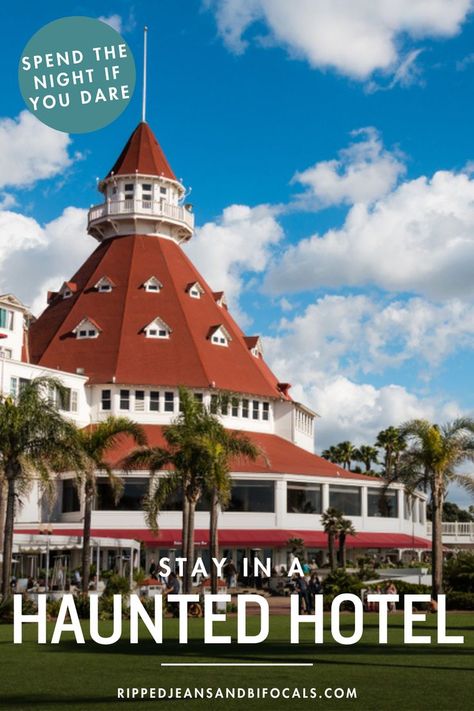 Shows the Hotel Del Coronado in San Diego, Spend the Night in One of These Top Haunted Hotels Haunted Hotels, Haunted Hotel, Couple Getaway, Most Haunted, Bucket List Destinations, You Are The World, Travel Deals, Weekend Trips, Halloween Season