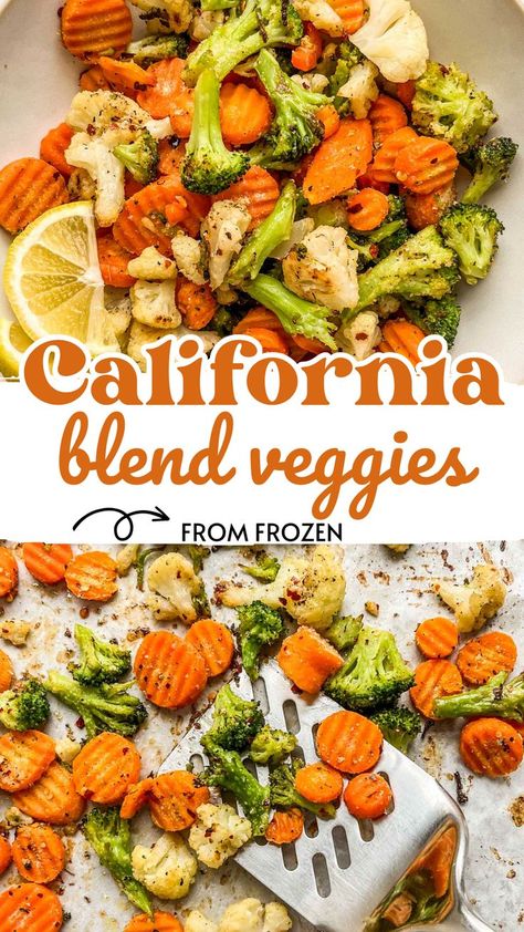 Here’s an easy way to roast frozen California blend vegetables that tastes great and is largely hands-off! You’ll love this tender and well-spiced veggie mix. California Mixed Vegetable Recipes, California Blend Recipe, Vegetable Blend Recipe, Mixed Vegetables Recipes, Mixed Veggie Recipes, California Blend Vegetables, Veggie Medley Recipes, Veggie Recipes Sides, Frozen Mixed Vegetable Recipes