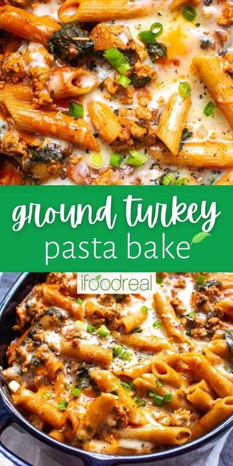 Healthy Oven Casserole Recipes, Oven Baked Pasta Recipes Healthy, Easy Dinners Ground Turkey, Ground Turkey Oven Recipes, Ground Turkey Veggie Pasta, Ground Turkey And Green Beans Recipes, Ground Turkey Recipes With Pasta, Ground Turkey Recipes For Dinner Dairy Free, Whole Wheat Pasta Recipe Healthy Easy