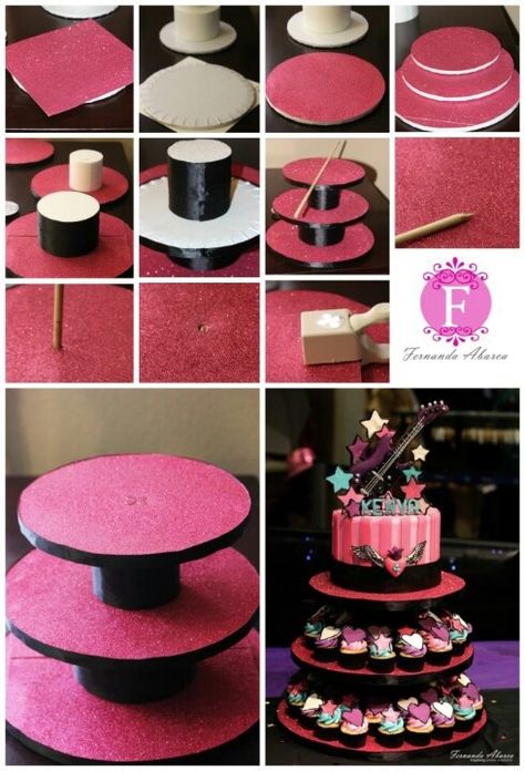 DIY Couture Cupcake Stand Base tutorial #crafts, #cupcake, #stand, #party, #wedding Tårta Design, Diy Cupcake Stand, Diy Cake Stand, Diy Cupcake, Idee Babyshower, Cake And Cupcake Stand, Diy Cupcakes, Cake Plates Stand, Cupcake Tower