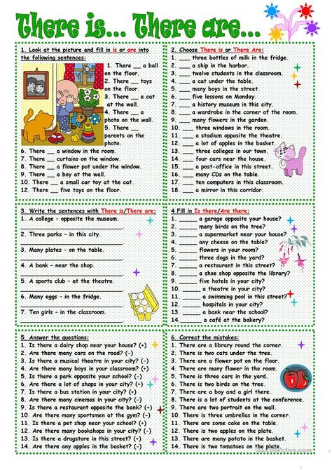 There is /There are worksheet - Free ESL printable worksheets made by teachers There Is There Are Worksheet, Grammar Exercises, English Exercises, English Grammar Worksheets, Grammar Activities, English Classroom, English Language Teaching, English Activities, Grammar Lessons