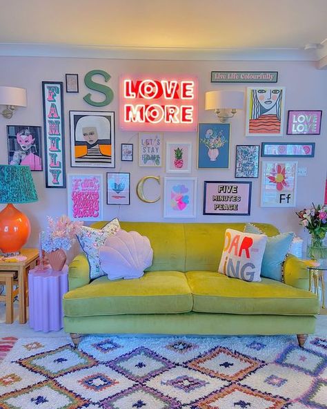 Wall With Neon Sign, Interior Design Content, Maximalism Decor, Pass The Parcel, Bright Decor, Lets Stay Home, Girl Bedroom Decor, Decor Home Living Room, Dream Spaces