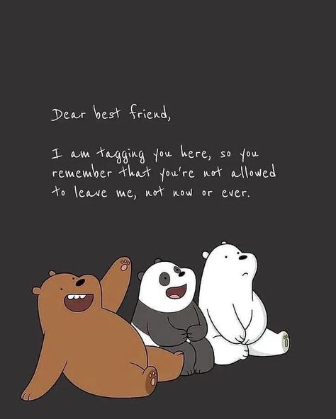 Trio Friends Quotes Instagram, Bestfriend Cartoons, Trio Friends Quotes, Three Best Friends Quotes, Gang Quotes, Best Friend Birthday Cards, 3 Best Friends, Bear Quote, Dear Best Friend