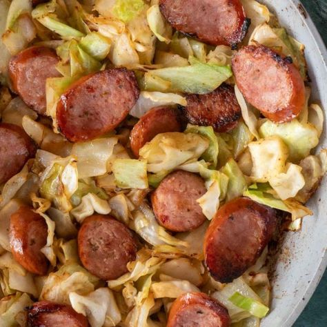 Sausage and Cabbage Skillet - Maebells Sausage And Cabbage Skillet, Sausage Cabbage, Sausage And Cabbage, Cabbage Skillet, Recipes Cabbage, Healthy Low Carb Dinners, Cabbage And Sausage, Breakfast Low Carb, Desserts Keto