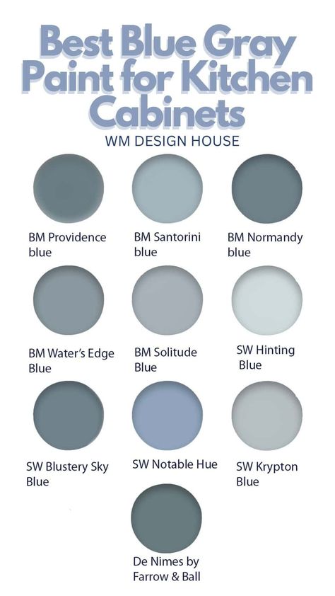 The Best Blue Gray Paint Colors for Kitchen Cabinets - WM Design House Greyish Blue Cabinets Kitchen, Blue Grey Kitchens, Bangalore House, Paint For Kitchen Cabinets, Paint For Kitchen, Blue Gray Kitchen Cabinets, Dix Blue, Blue Kitchen Walls, Grey Blue Kitchen