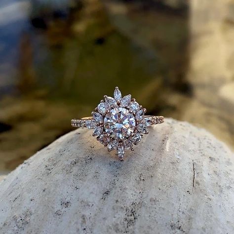 Marquise Engagement Ring Halo, Ring Goals, Rose Gold Diamond Engagement Ring, Vintage Diamond Earrings, Unique Engagement Rings Rose Gold, Blue Aquamarine Ring, Rose Gold Diamond Ring Engagement, Waiting Patiently, Cute Engagement Rings