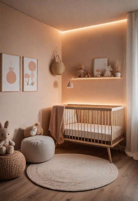 Nursery Japandi, Nursery Corner Ideas, Aesthetic Nursery Room, Japandi Nursery, Minimalist Nursery Ideas, Nursery Ideas Modern, Small Baby Cribs, Small Nursery Ideas, Nursery Corner