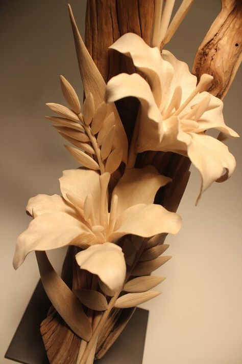 Gallery — CARVED BY SCOTT Carved Wall Art, Flower Displays, Japanese Blossom, Tiki Statues, Calla Lily Bouquet, Artistic Ideas, Easter Lily, Plumeria Flowers, Stargazer Lily