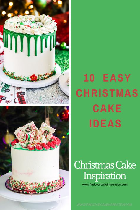 Check out these easy christmas cake ideas ranging from peppermint cake to gingerbread cake! Christmas Lights Cake Decoration, 4 Inch Christmas Cake, Christmas Cake And Cupcakes, Easy Christmas Cake Decorating Ideas Fondant, Easy Christmas Birthday Cake, Hot Chocolate Cake Design, Cakes Decorated For Christmas, Cake Decorating For Christmas, Easy Decorated Christmas Cakes