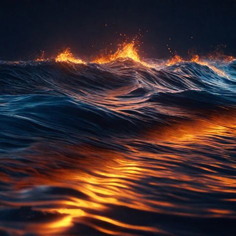 Fire And Water Sign Aesthetic, Fire Water Aesthetic, Water And Fire Aesthetic, Fire And Water Aesthetic, Water Element Aesthetic, Blue Fire Aesthetic, Orange Blue Aesthetic, Fire On Water, Blue And Orange Aesthetic