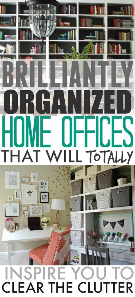 Wow! I need to get organizing! These organized offices are so inspiring! Organized Home Office, Office Organization Tips, An Organized Home, Clear The Clutter, Organized Home, Organisation Hacks, Office Crafts, Craft Room Office, Home Offices