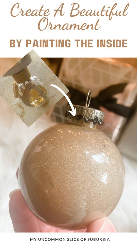 Elevate your holiday decor with a touch of DIY magic! Learn how to create stunning Christmas ornaments by painting the inside. These ornaments are so easy to make and cheap too that they would make great, affordable gifts this holiday season! #handmade #christmasdecor #DIY Clear Glass Ornaments Ideas, Glass Ball Ornament Ideas Easy Diy, How To Paint Glass Ornaments Diy, How To Decorate Clear Glass Ornaments, What To Fill Clear Ornaments With, Mop And Glow Ornaments, Christmas Plastic Ornaments Diy, How To Paint Plastic Ornament Balls, Make Ornaments Diy