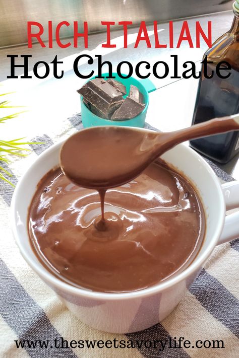 Italian Hot Cocoa Recipe, Hot Chocolate For Christmas, Italian Hot Chocolate Crockpot, Different Hot Chocolate Recipes, Drinking Chocolate Recipe, Hot Chocolate Italian, Creamy Italian Hot Chocolate, Hot Chocolate Recipes Italian, Chocolate Soup Recipe