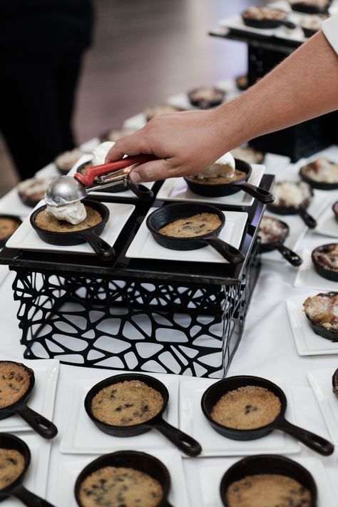 WHAT'S FOR DESSERT? How about warm cookie skillets topped with vanilla ice cream? Okay, we can make yours a hot cobbler ala mode. Can you imagine what your wedding guests are saying as they leave leave your reception? At Coast, Winconsin's most beautiful event venue with the best view of Lake Michigan, the Zilli Hospitliity Group has created the most delicious wedding cocktail hour, dinner & dessert menu imaginable. Bar Ideas Wedding, Ideas Para Boda, Wedding Cocktail Hour Food, Ice Cream Wedding, Cocktail Hour Food, Reception Desserts, Wedding Cocktail Hour, Dinner Menu Ideas, Lampang