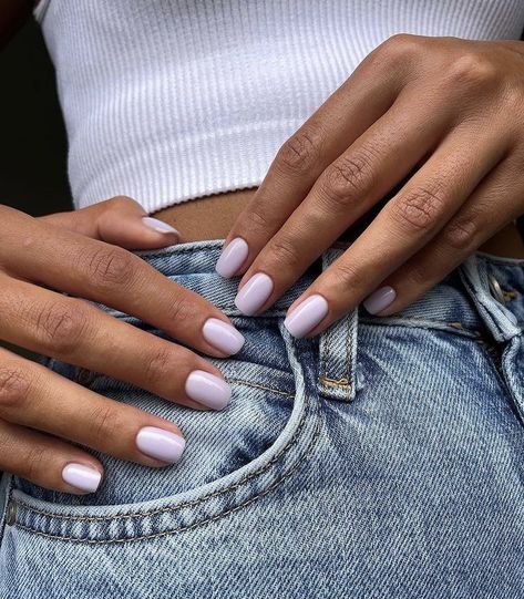 Squoval Nails, Short Gel Nails, Lavender Nails, Simple Gel Nails, Casual Nails, Work Nails, Summer Acrylic Nails, Oval Nails, Neutral Nails