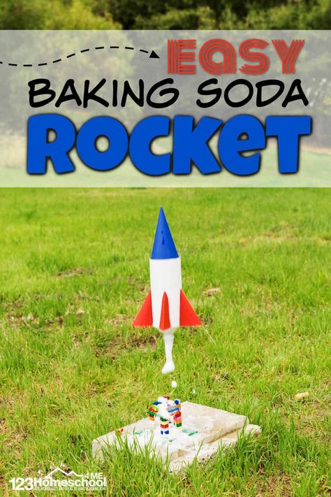 Beach Science Activities, Baking Soda Rocket, Preschool Rocket, Beach Science, Rocket Ship Craft, Rocket Craft, Vinegar And Baking Soda, Science Experiment For Kids, Ideas For Preschoolers