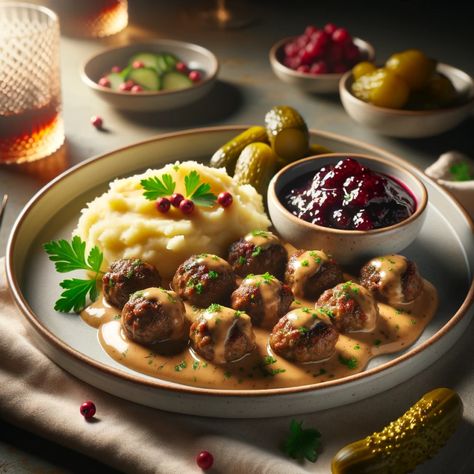 Scandinavian Food Recipes, Meatballs Photography, Scandinavian Dinner, Authentic Swedish Meatballs, Swedish Lifestyle, Traditional Swedish Meatballs, Danish Meatballs, Scandinavian Cooking, Seasoned Green Beans