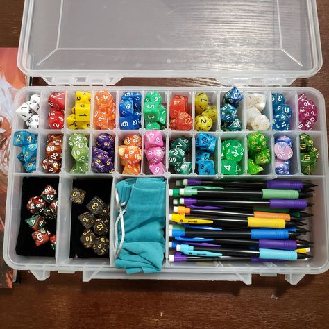 Dnd Storage Ideas, Dm Setup Dnd, Dungeons And Dragons Props, Dungeons And Dragons Game Room, Dnd Crafts Diy Projects, Dnd Essentials, D&d Room, Dnd Storage, D&d Ideas