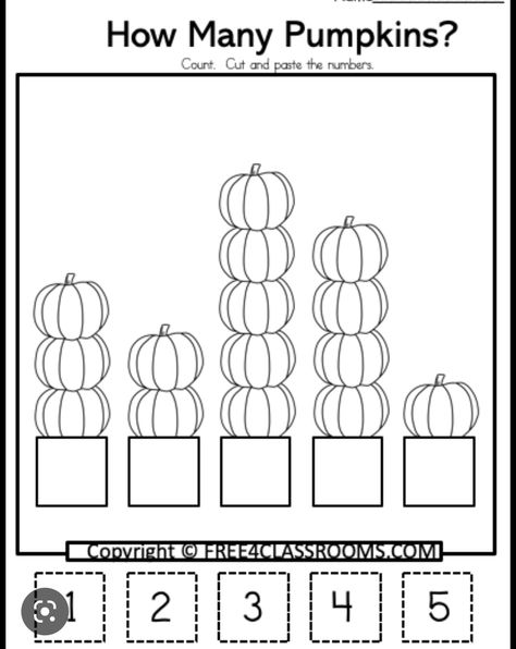 Grade 1 Numbers Worksheet, Fall Math Activities Prek, Free Printable Counting Worksheets, 1:1 Counting Activities, Pre K Color By Number Free Printable, Pre K Counting Worksheets, Math Pumpkin Activities, Year 3 Worksheets Free Printables, Fall Counting Worksheets Preschool