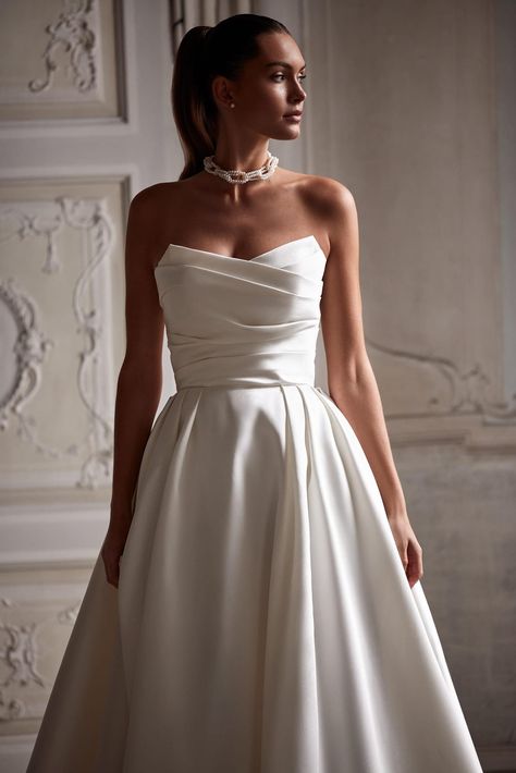 Wedding Dress White, Milla Nova, Wedding Dress With Pockets, Satin Wedding Dress, Elegant Wedding Dress, A-line Wedding Dress, Dream Wedding Dresses, Minimalist Wedding, Dress White