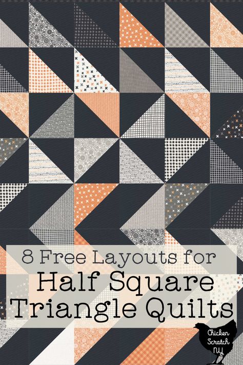 Half Square Triangles are a huge part of quilting, and mastering them is a skill worth having! Here are 8 simple half-square triangle quilt patterns to give you lots of options for all your HSTs. Easy Triangle Quilt, Quilt Blocks Using Half Square Triangles, Triangle Square Quilt Pattern, Hst Patterns Quilt, Hst Quilt Layouts, Hst Layout Ideas, Half Triangle Quilt Patterns Layout, Quilt With Triangles, Half Square Triangle Layouts