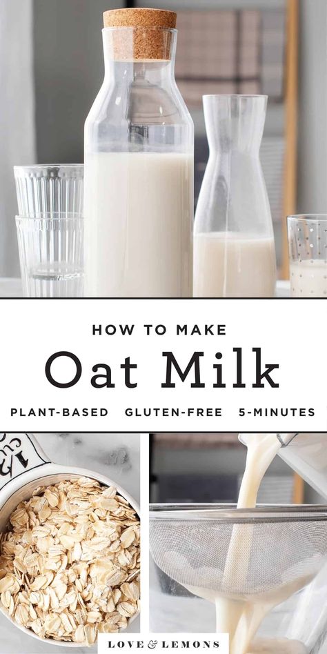 How to Make Oat Milk Recipe - Love and Lemons Recipes With Oat Milk, Make Oat Milk, Oat Milk Recipe, How To Make Oats, Dairy Recipes, Pudding Chia, Special Diet, Tofu Scramble, Vegan Milk